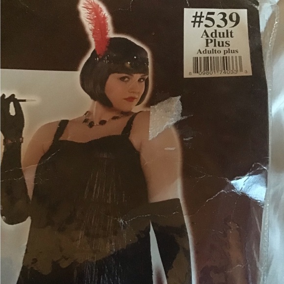 Flashy Flapper plus size 18-20 black dress & headband Halloween costume NEW - Picture 5 of 11